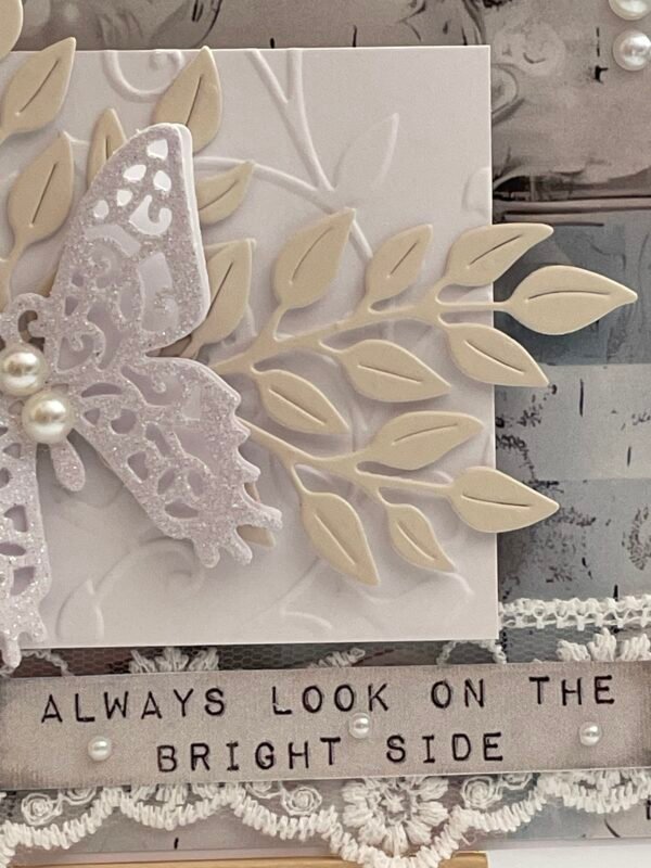 A6 Luxury 3D Shabby Handmade Card Topper - Butterfly - Teal & Cream - Image 7