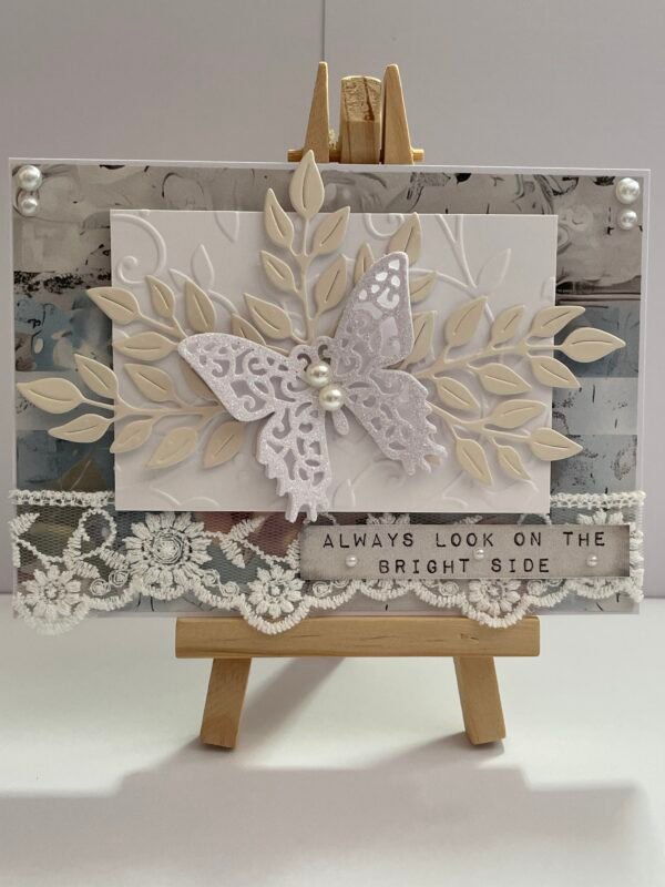 A6 Luxury 3D Shabby Handmade Card Topper - Butterfly - Teal & Cream - Image 8