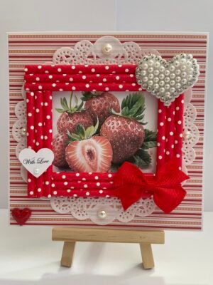 6X6" Handmade Card Topper - Strawberries - With Love