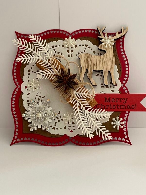 Handmade Christmas Card Topper - Reindeer - Cinnamon Sticks - Snowflakes - Image 7
