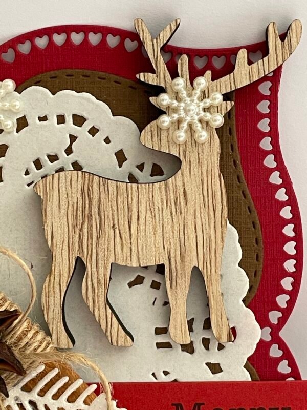 Handmade Christmas Card Topper - Reindeer - Cinnamon Sticks - Snowflakes - Image 4