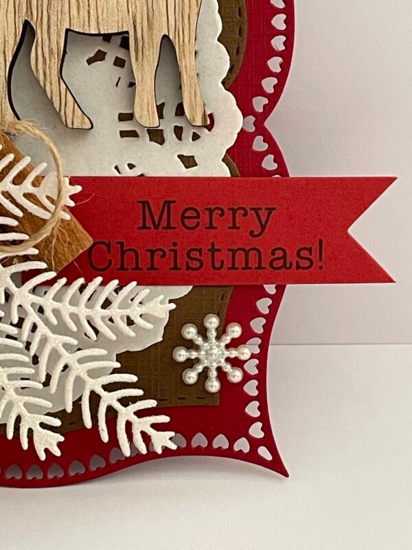 Handmade Christmas Card Topper - Reindeer - Cinnamon Sticks - Snowflakes - Image 3