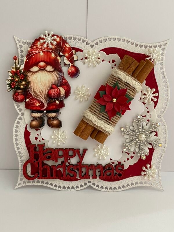 Luxury Handmade Christmas Topper - Red - Cinnamon Sticks - Poinsettia - Snowflakes - Image 7