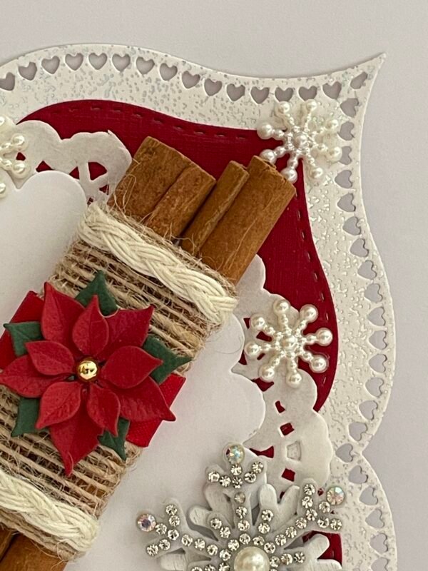 Luxury Handmade Christmas Topper - Red - Cinnamon Sticks - Poinsettia - Snowflakes - Image 3