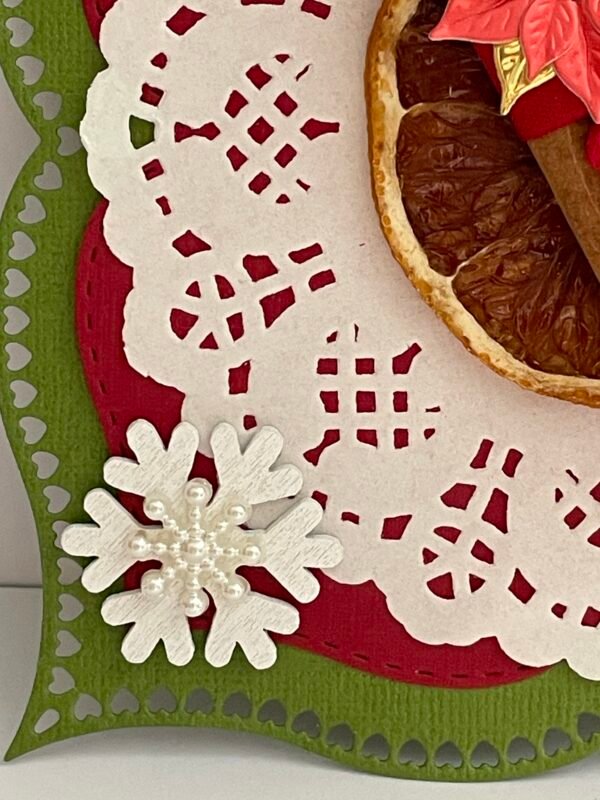 Luxury 3D Handmade Christmas Card Topper - Orange - Cinnamon - Berries - Poinsettias - Image 4
