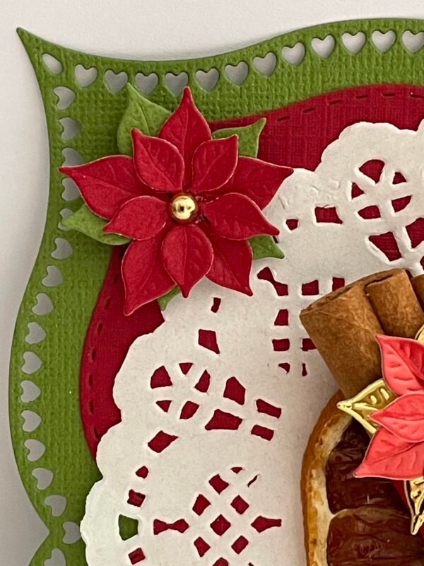 Luxury 3D Handmade Christmas Card Topper - Orange - Cinnamon - Berries - Poinsettias - Image 5