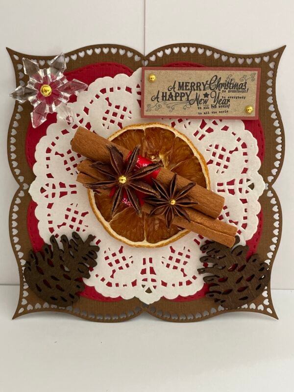 Rustic Handmade Christmas Card Topper - Cinnamon Sticks - Anise - Pine Cones