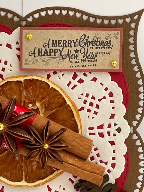 Rustic Handmade Christmas Card Topper - Cinnamon Sticks - Anise - Pine Cones - Image 3