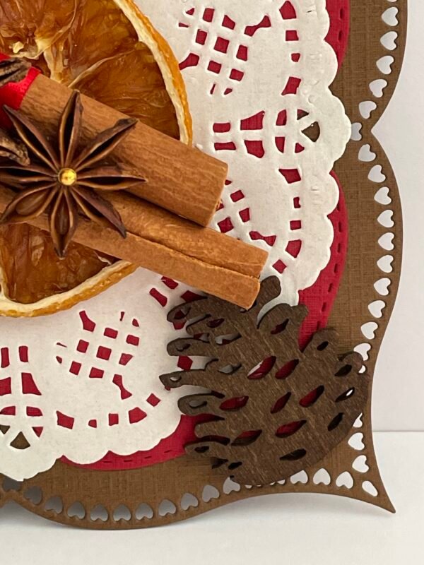 Rustic Handmade Christmas Card Topper - Cinnamon Sticks - Anise - Pine Cones - Image 4