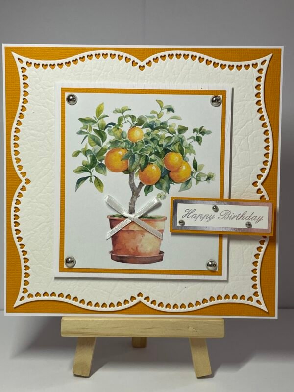 6x6" Luxury 3D Handmade Birthday Card Topper - Orange Tree