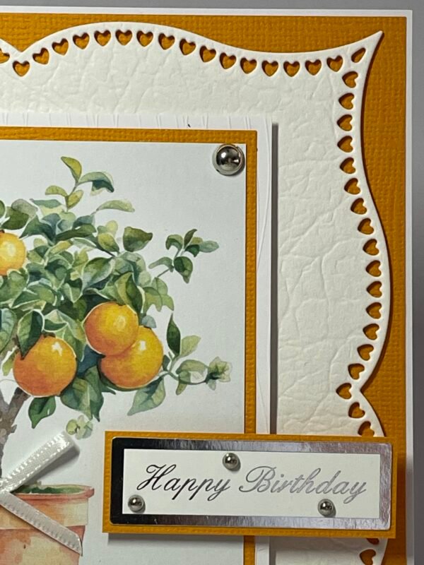 6x6" Luxury 3D Handmade Birthday Card Topper - Orange Tree - Image 3
