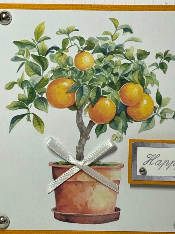 6x6" Luxury 3D Handmade Birthday Card Topper - Orange Tree - Image 2