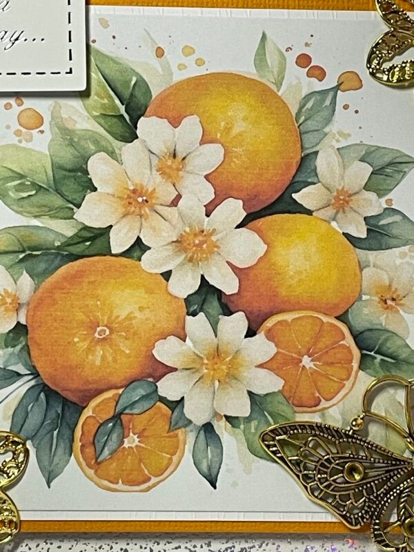 6X6" Luxury 3D Handmade Card Topper - Orange Blossom - All Occasion - Image 2