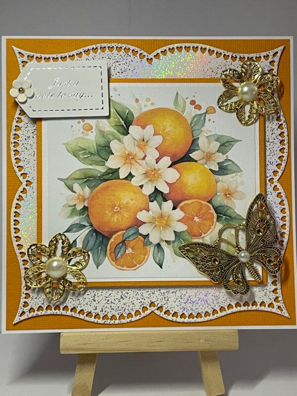 6X6" Luxury 3D Handmade Card Topper - Orange Blossom - All Occasion