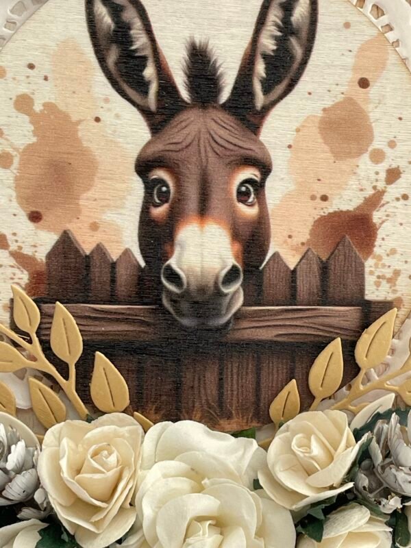 6x6" Luxury 3D Handmade Card Topper - Floral Donkey - Hugs & Kisses - Image 2