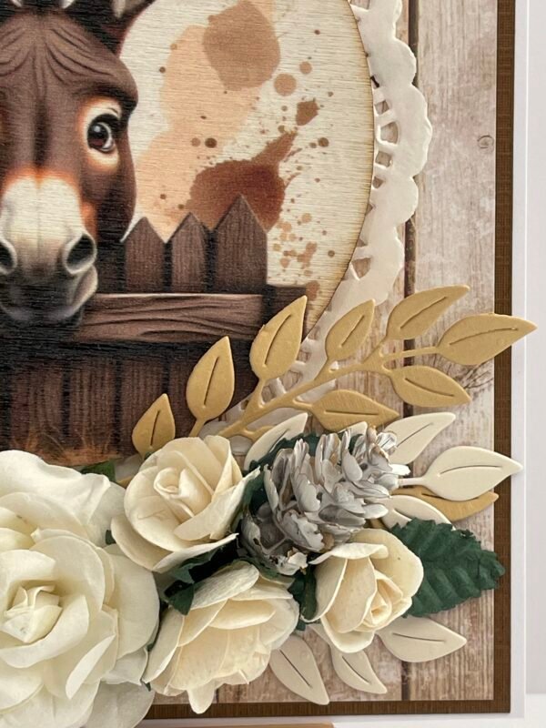 6x6" Luxury 3D Handmade Card Topper - Floral Donkey - Hugs & Kisses - Image 4