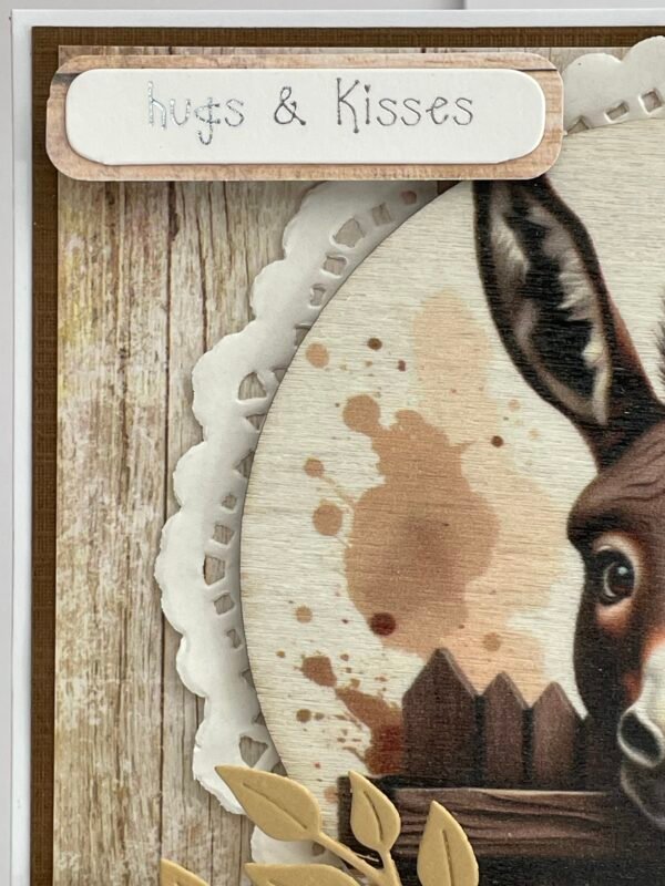 6x6" Luxury 3D Handmade Card Topper - Floral Donkey - Hugs & Kisses - Image 6
