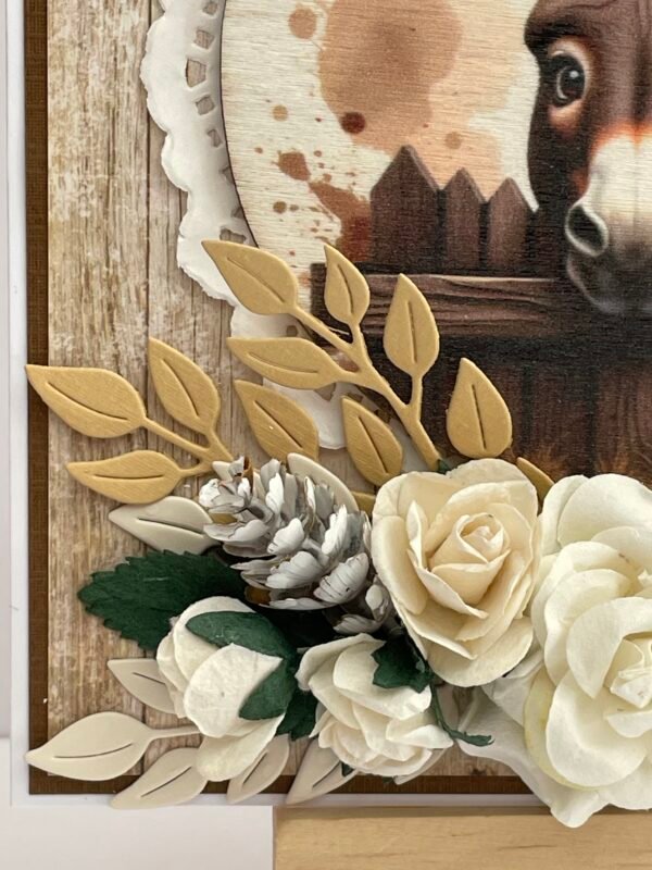 6x6" Luxury 3D Handmade Card Topper - Floral Donkey - Hugs & Kisses - Image 5