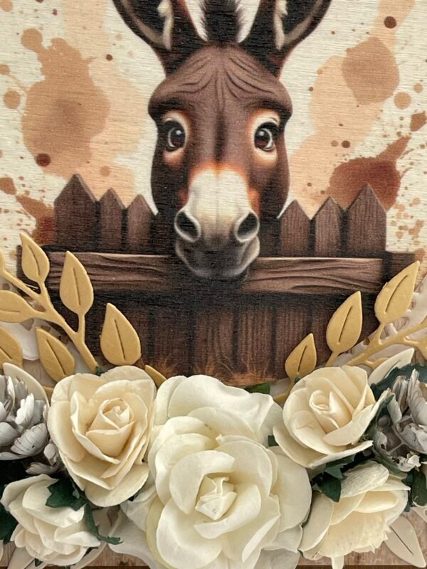 6x6" Luxury 3D Handmade Card Topper - Floral Donkey - Hugs & Kisses - Image 3