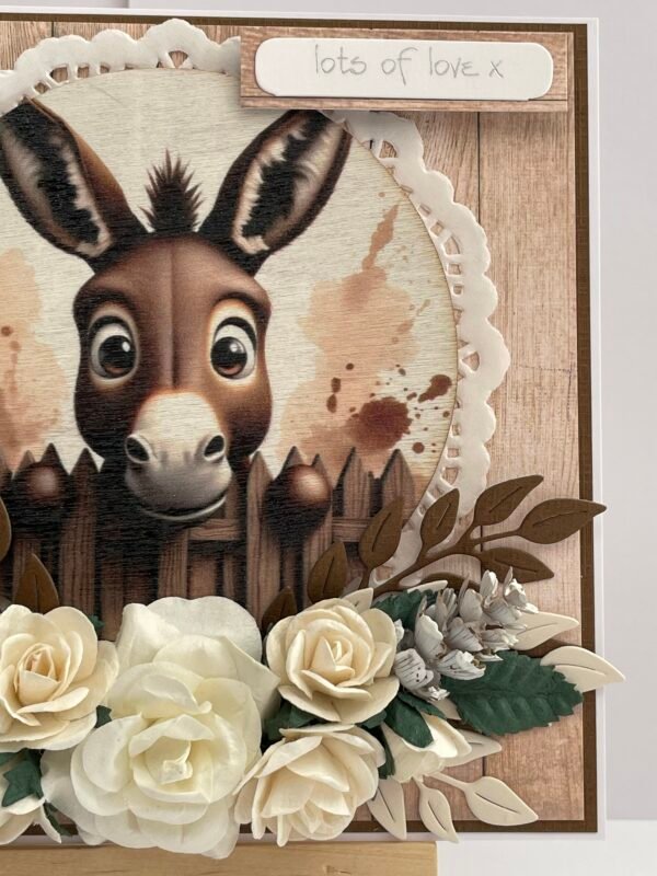 6X6" Luxury 3D Handmade Card Topper - Floral - Donkey - Love - Image 3