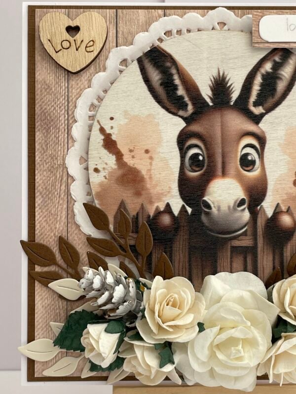 6X6" Luxury 3D Handmade Card Topper - Floral - Donkey - Love - Image 4