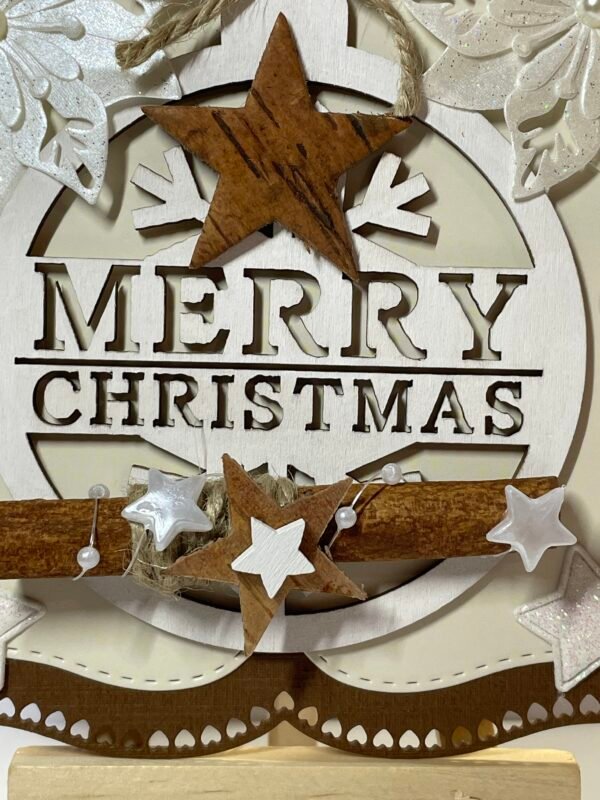 6X6" Rustic Handmade Christmas Card Topper - Cinnamon - Stars - Poinsettias's - Image 2