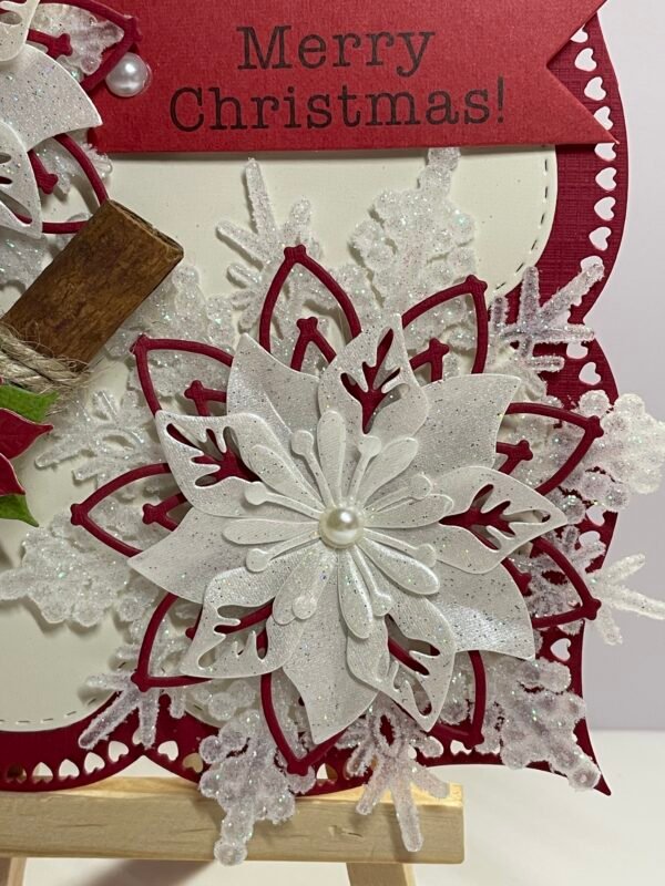 6X6" Luxury Handmade Christmas Card Topper - Cinnamon - Poinsettia's - Snowflakes - Image 3
