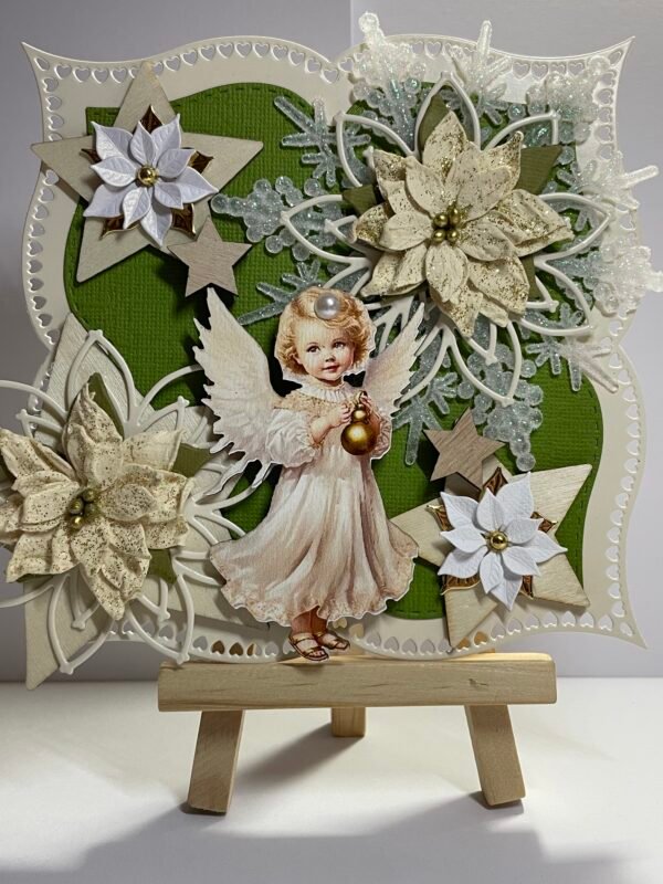 6X6" Handmade Christmas Angel Card Topper - Poinsettia's - Stars - Snowflake - Image 6
