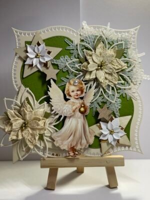 6X6" Handmade Christmas Angel Card Topper - Poinsettia's - Stars - Snowflake