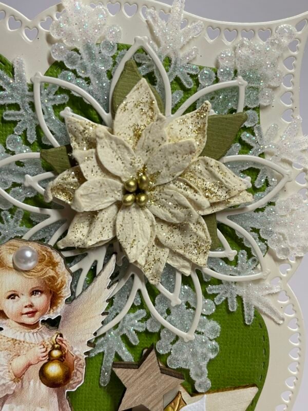 6X6" Handmade Christmas Angel Card Topper - Poinsettia's - Stars - Snowflake - Image 2