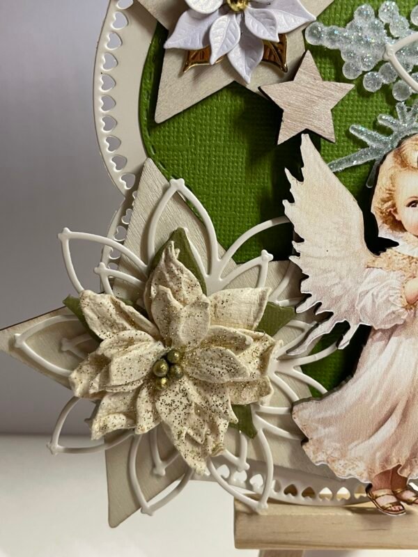 6X6" Handmade Christmas Angel Card Topper - Poinsettia's - Stars - Snowflake - Image 4