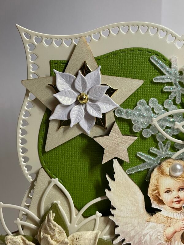 6X6" Handmade Christmas Angel Card Topper - Poinsettia's - Stars - Snowflake - Image 5