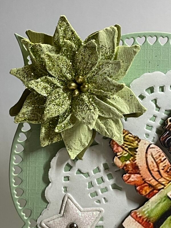 6X6" Luxury Handmade Christmas Card Topper - Angel - Pine & Berries - Pinecones - Image 6