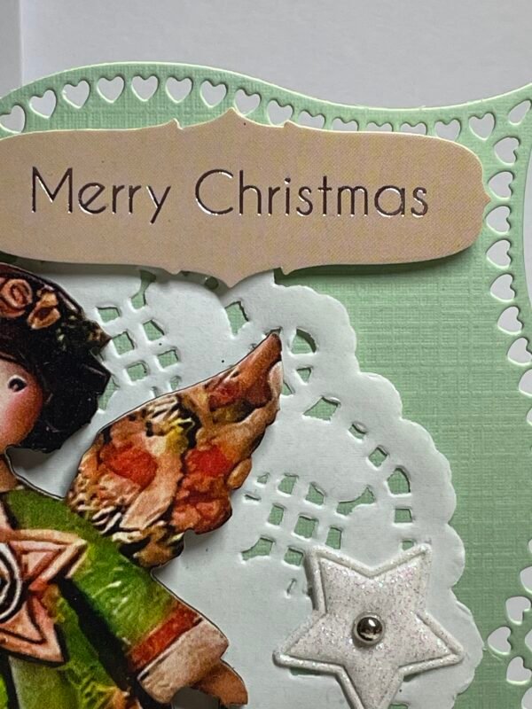 6X6" Luxury Handmade Christmas Card Topper - Angel - Pine & Berries - Pinecones - Image 7