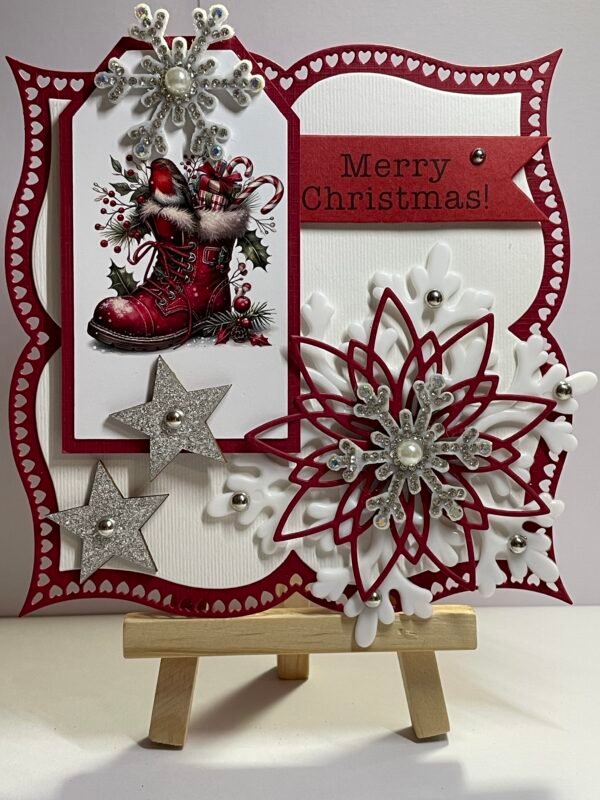 6X6" 3D Handmade Christmas Card Topper - Robin - Snowflakes - Stars - Image 5