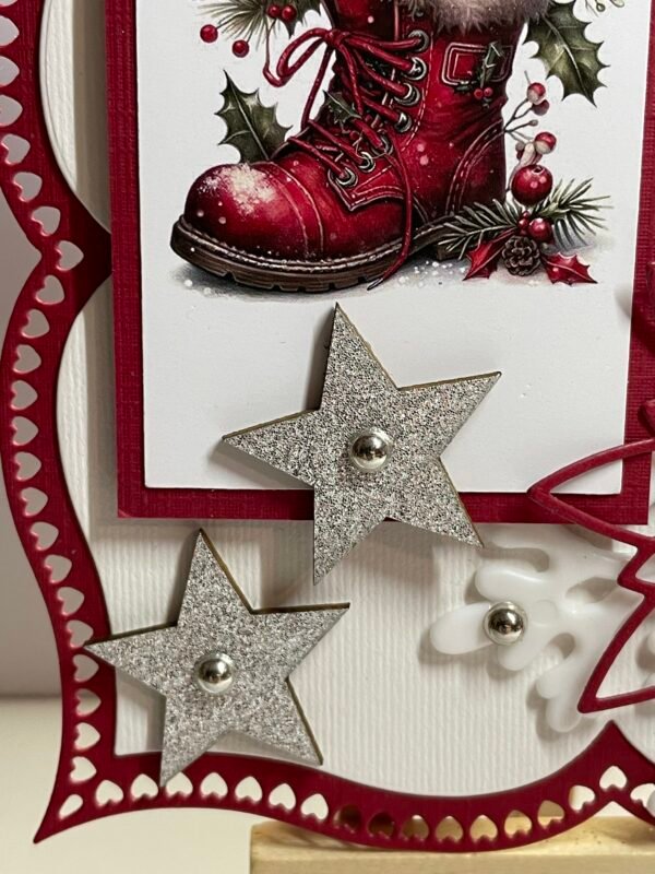 6X6" 3D Handmade Christmas Card Topper - Robin - Snowflakes - Stars - Image 3