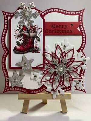 6X6" 3D Handmade Christmas Card Topper - Robin - Snowflakes - Stars