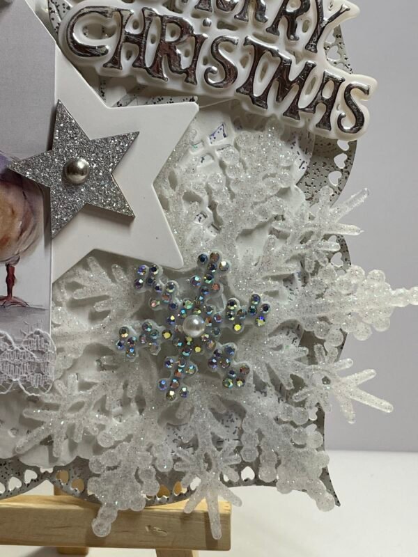Luxury 6x6" Handmade Christmas Card Topper - Ducks - Snowflakes - Stars - Image 5