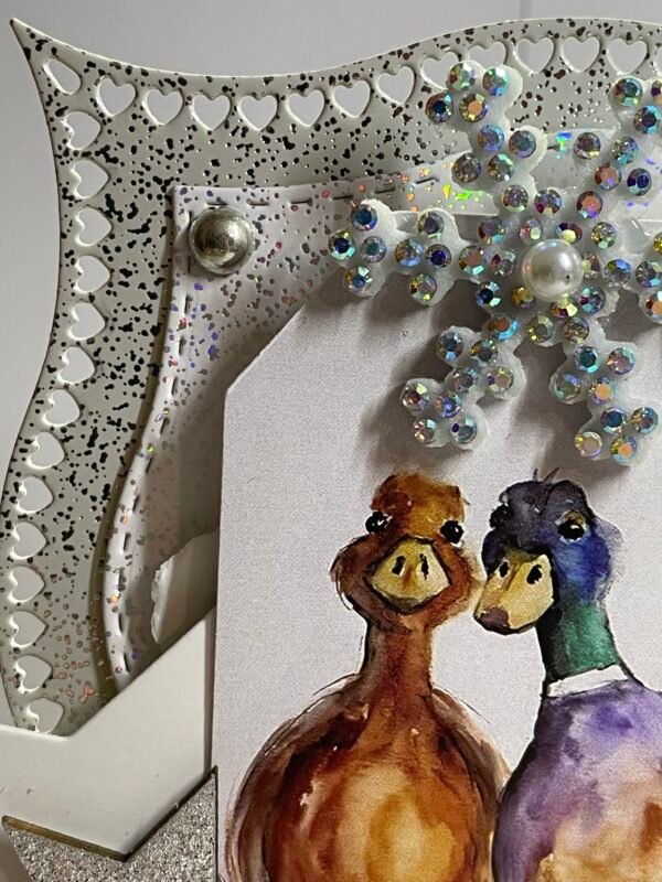 Luxury 6x6" Handmade Christmas Card Topper - Ducks - Snowflakes - Stars - Image 6