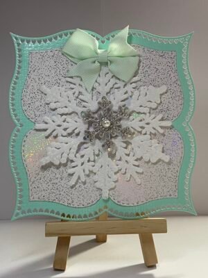 6x6" Handmade Christmas Card Topper - Large Glitter Frosted Snowflake