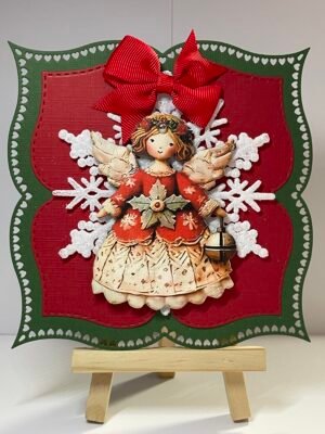 6X6" Handmade Christmas Card Topper - Angel - Frosted Snowflake