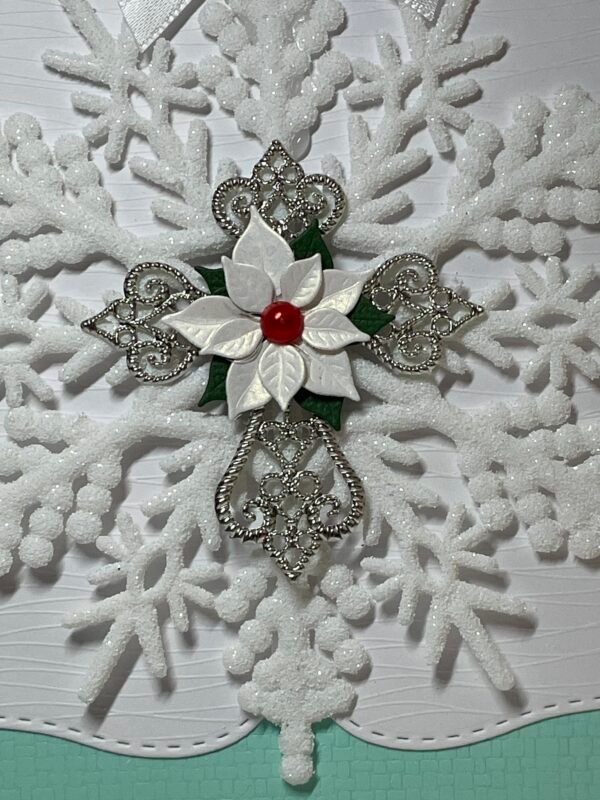 6X6" Handmade Christmas Card Topper - Snowflake - Filagree Cross - Poinsettia - Image 3