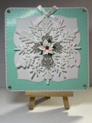 6X6" Handmade Christmas Card Topper - Snowflake - Filagree Cross - Poinsettia