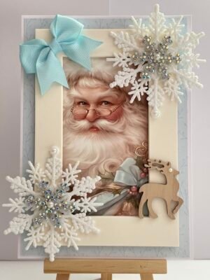 5X7" Luxury 3D Handmade Christmas Card Topper - Father Christmas - Vintage Santa