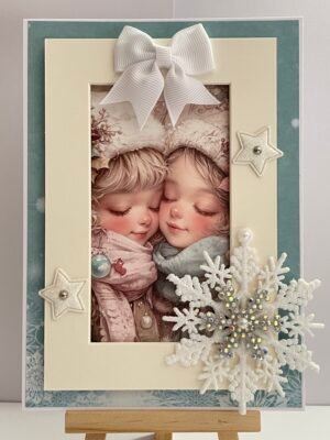 5X7" 3D Luxury Handmade Christmas Card Topper - Vintage Girls - Sister - Friend