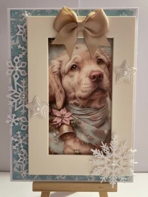 5X7" Luxury 3D Handmade Christmas Card Topper - Dog - Golden Labrador - Golden Retriever