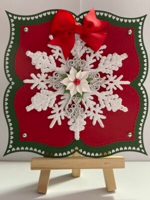 6X6" Handmade Christmas Card Topper - Frosted Snowflake - Cross - Poinsettia