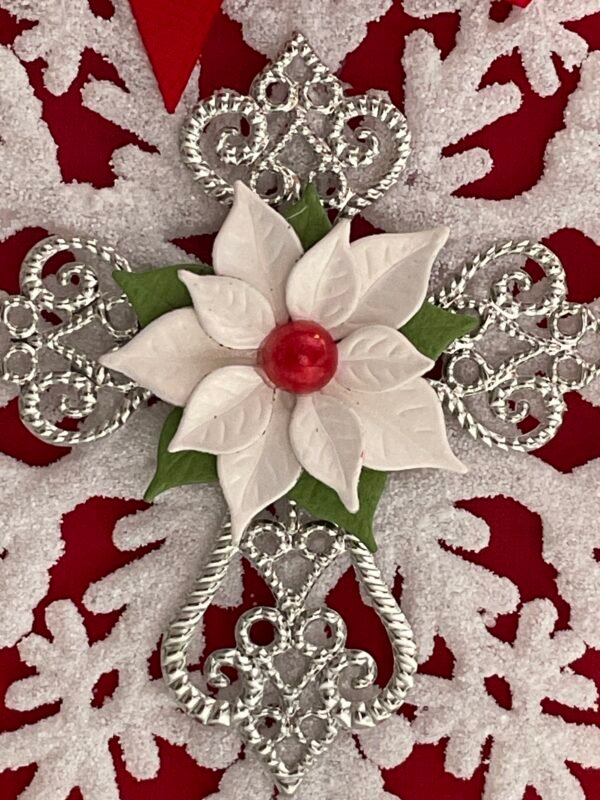 6X6" Handmade Christmas Card Topper - Frosted Snowflake - Cross - Poinsettia - Image 3
