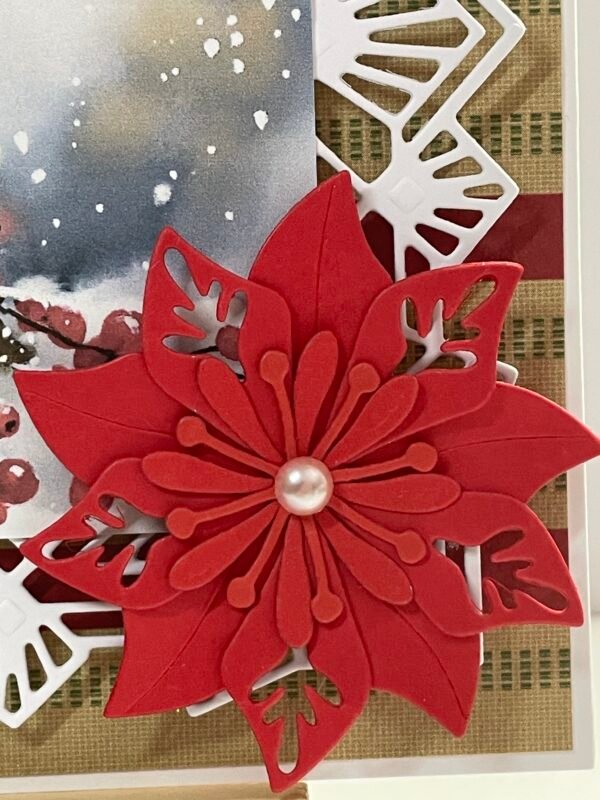 6X6" Handmade Christmas Card Topper - Robin - Lantern - Poinsettias - Image 4