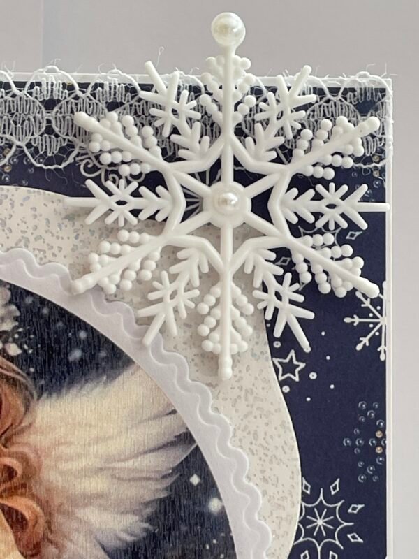 6x6" Luxury 3D Handmade Christmas Card Topper - Snowflake Angel - Blue - Image 3